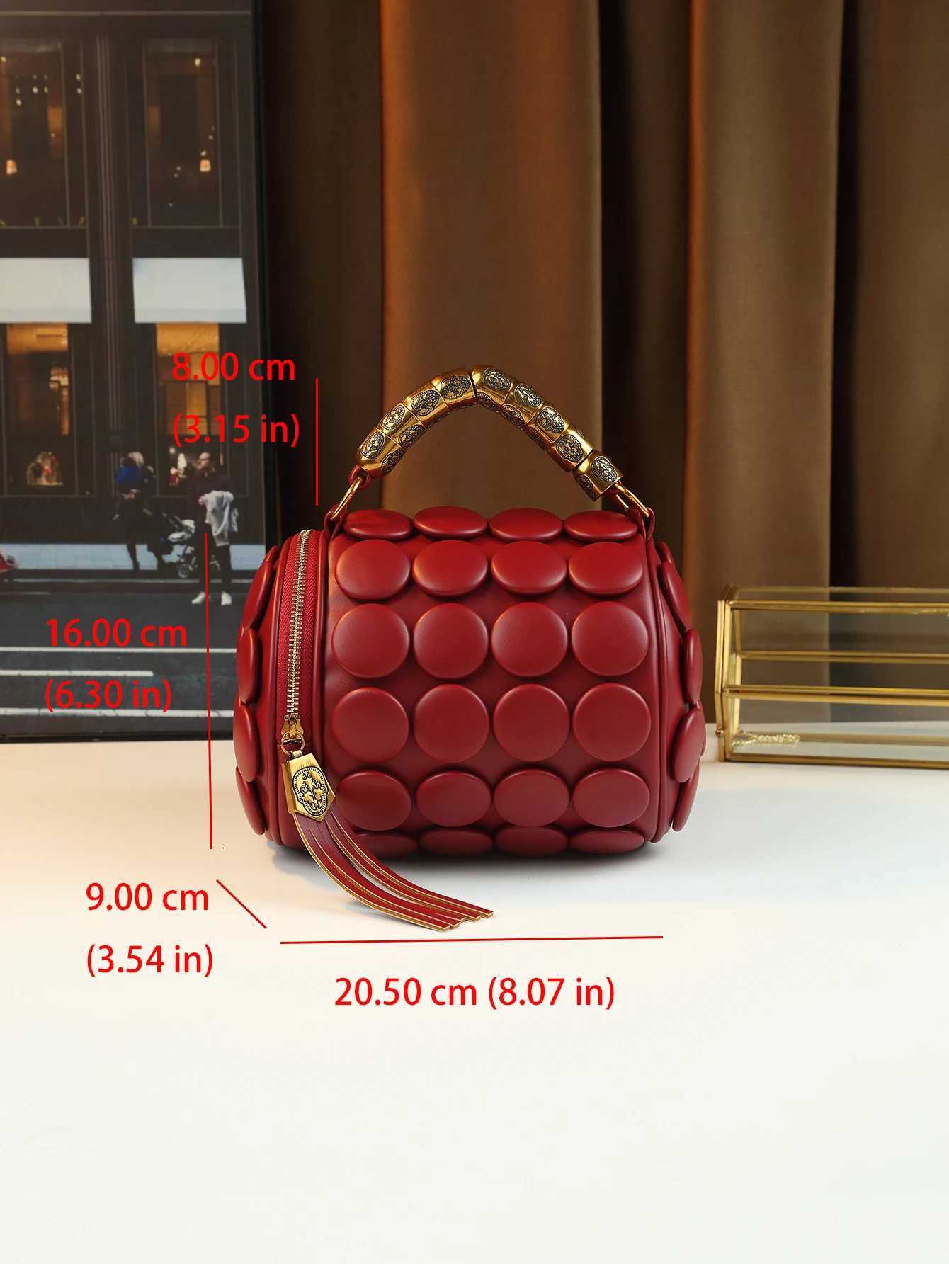 New round Cylinder Wens Casual Versatile Single Shoder Crossbody Bag Handmade Vintage Butt Handbag Y251120