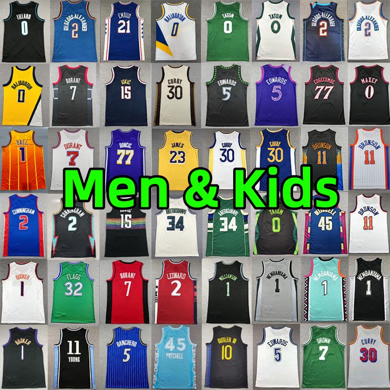 Men Kids Basketball Jerseys Jayson Tatum Stephe Curry Gianni Antetokounmpo James Kevinn Durant Ja Morant Victor Wembanyama Bryant City adult children jersey