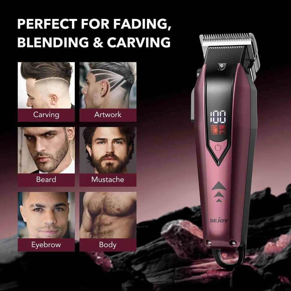 Sejoy Professional Hair Clippers for Men Trimmers Set for Barber Cordles with LED Display Slick Hair Cut Self-Sharpening BladesT251120