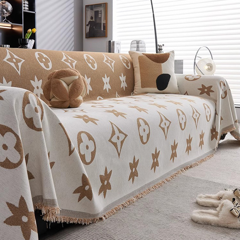 Classic old flower Printing Sofa Towel Non Slip Washable Living Room Universal Sofa Cover Cover Four Seasons Applicable Stain Resistant Easy Care
