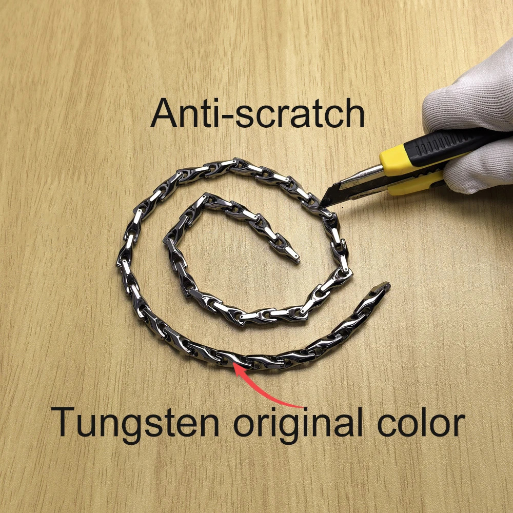 Tungsten carbide long necklace mens scratch resistant beer bottle chain 56cm jewelry waterproof punk high polished heavyduty 250420