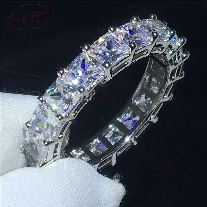 Choucong Top Selg Never Fade Sparkg Jewelry Sterg Sier Princess Cut White Topaz CZ Dia Promise Wedding Bridal Ring Gift