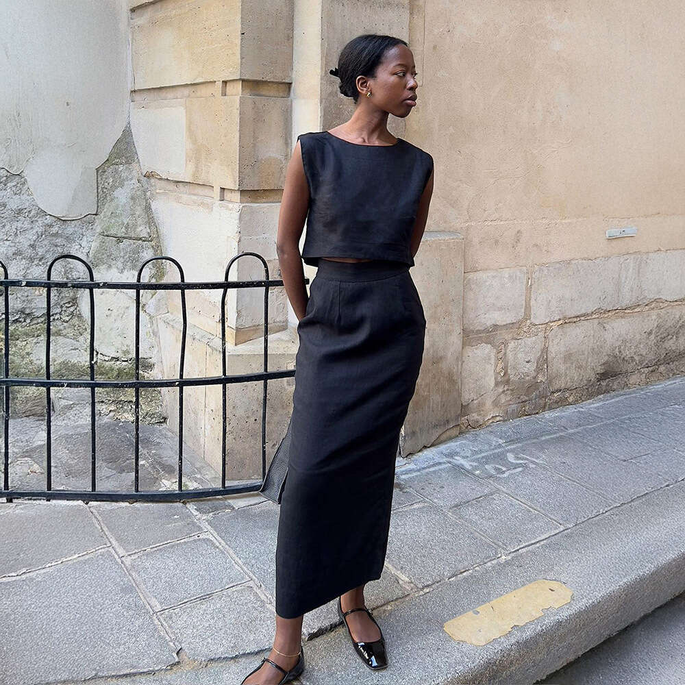 hoodie Women's Wear Cotton Linen Vest Half Spring And Summer New Skirt INS Casual Set For Women jacket