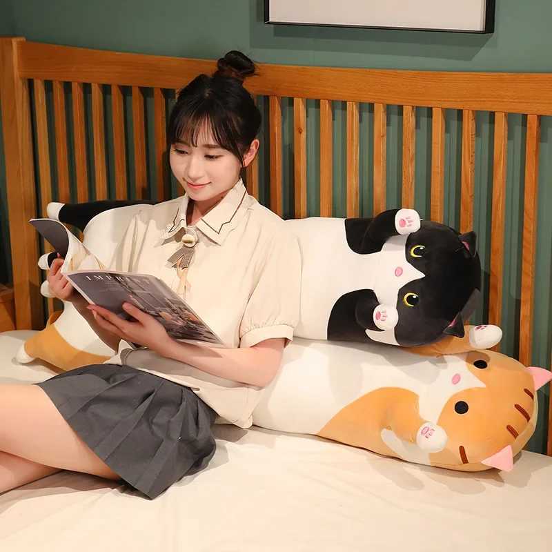 50cm Funny Joy Cute Soft Long Cat Plush Toys Pause Office Nap Pillow Bed Sleep Home Decor Doll for Kids Girl Gift G251120