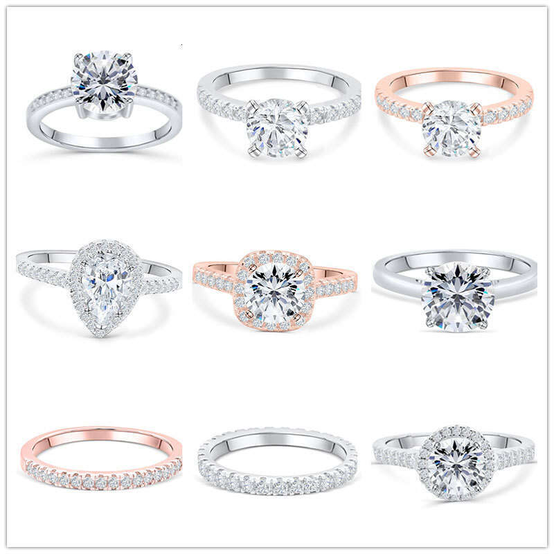 Men and women engagement and wedding ice out vvs Mosan stone set sterling silver rings Free shipping