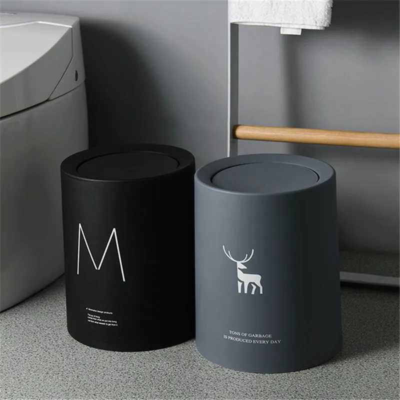 8L Nordic Simple Plastic Trash Can Office Bathroom Kitchen Trash Bin Living Room Bedroom Garbage Household Waste Bin With Lid C251120