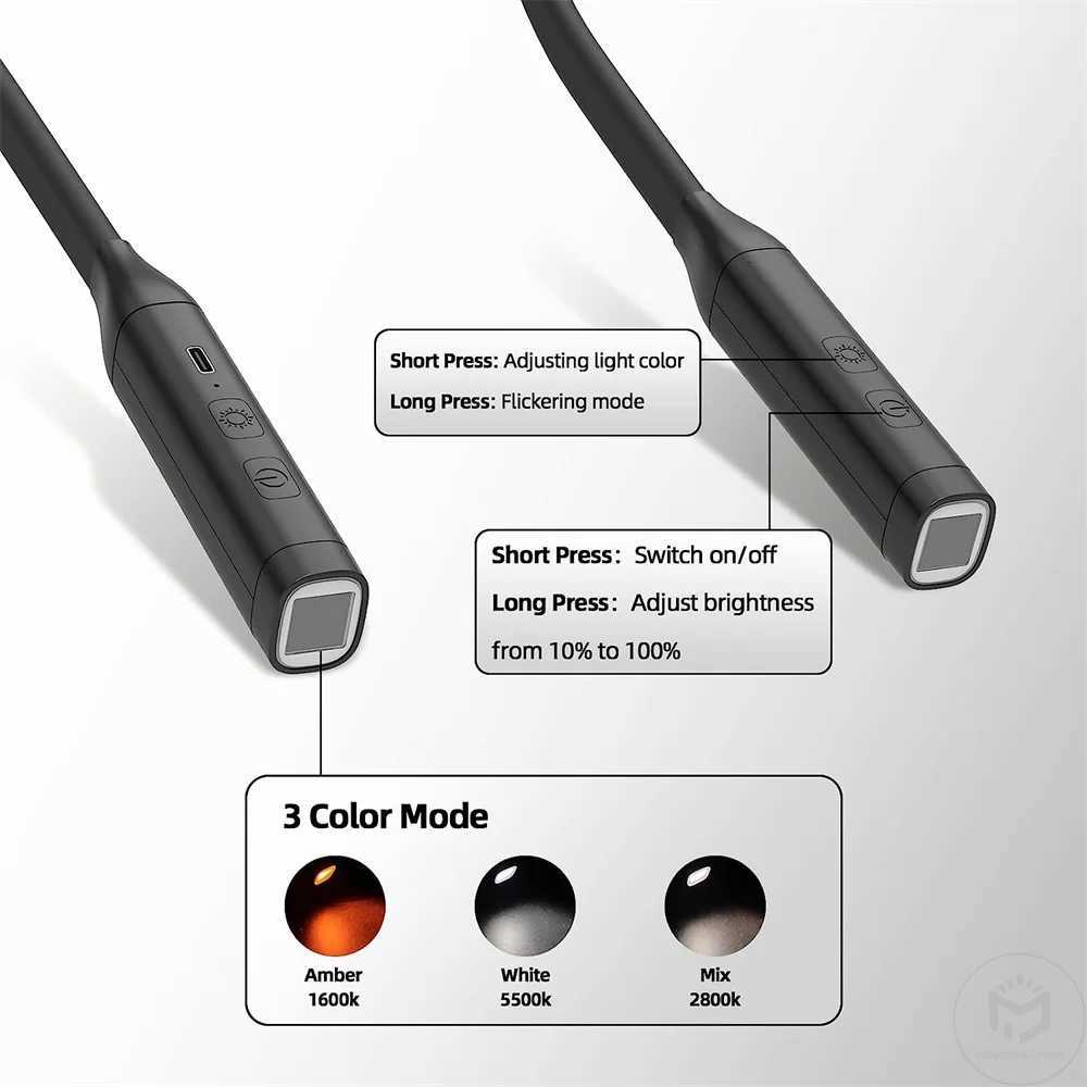 Led Rechargeable Neck Reading Light 3 Colors Book Light Stepless Dimming Neck Night Light Portable Mini Read Light For Kids Gift M251120
