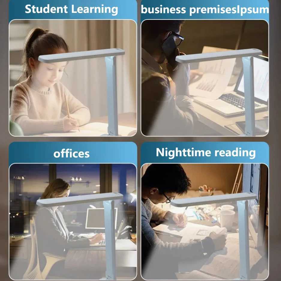 Foldable Eye Protection Desk Lamp Touch Control 3-Level Dimming Color Temperature USB Rechargeable Reading Light for Study M251120