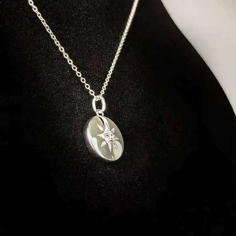 Premium Jewelry Pure Sier Galrming VVS Moissanite Pendant Star Coin Disc Collarbone Necklace Unisex Girl
