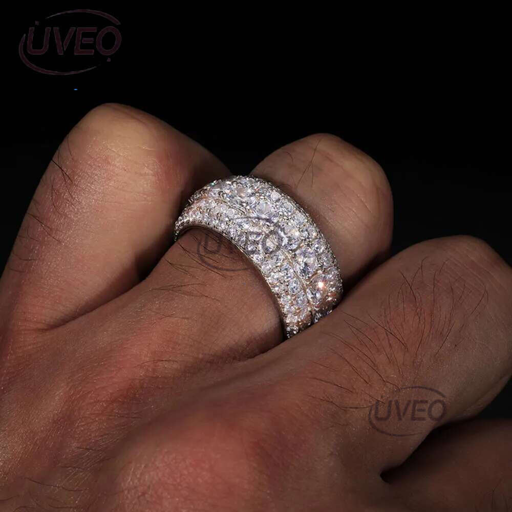mens platinum plated vvs1 moissanite wedding designer jewelry pass dia tester hip hop rings fashion couple ring for men and women