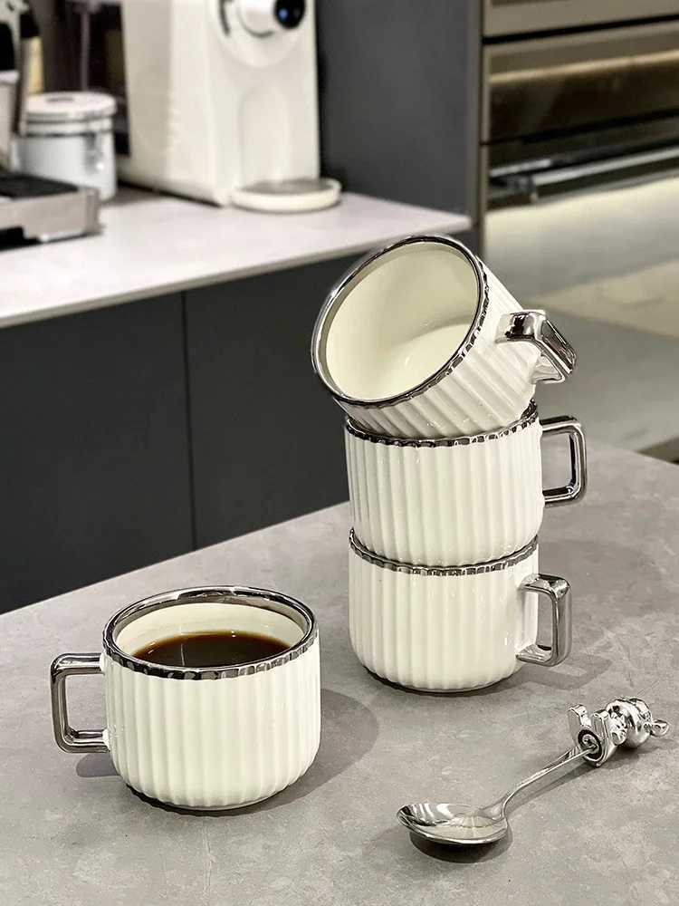 Silver-edged coffee plate Girls spend afternoon tea cups breakfast cups and milk cups as gifts for friends T260428