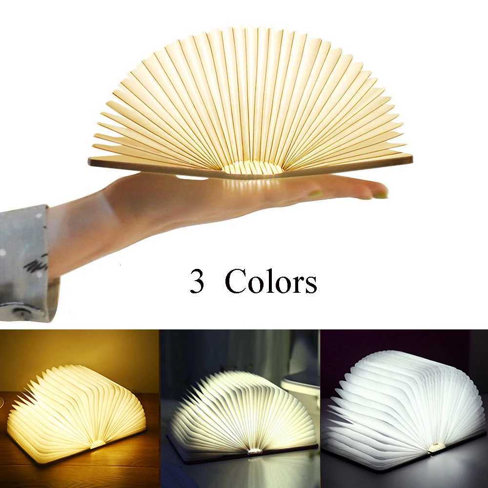 LED Foldable Book Light Wooden Luminous Book for Children KidsBirthday Holiday Christmas Gift Rechargeable Night Lamp M251120