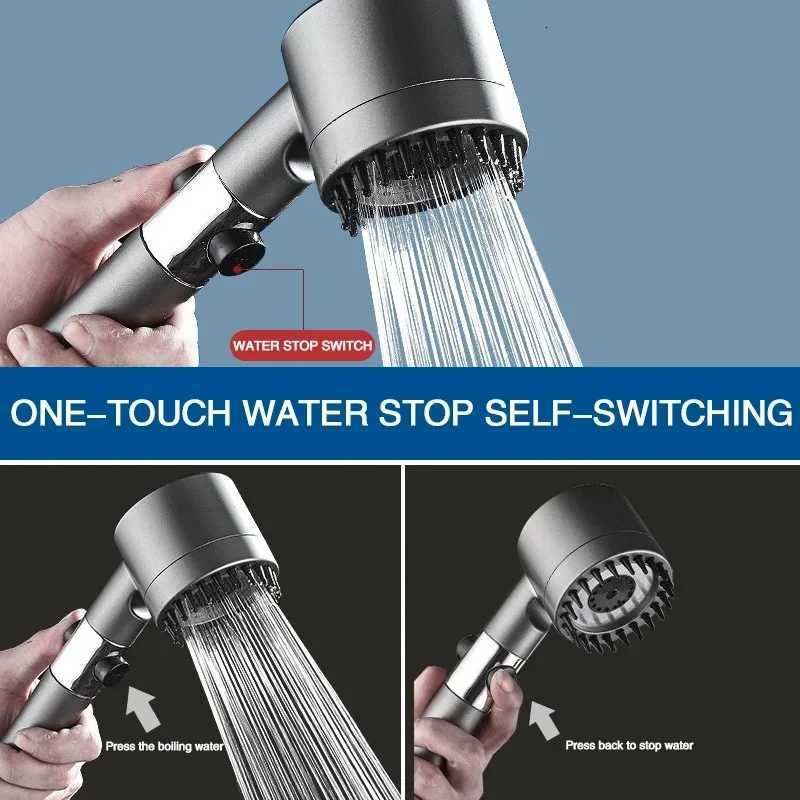High Pressurized Filter Shower Head 3-mode Adjustable Spray with Massage Brush Rain Faucet Bathroom AccessoriesM251120