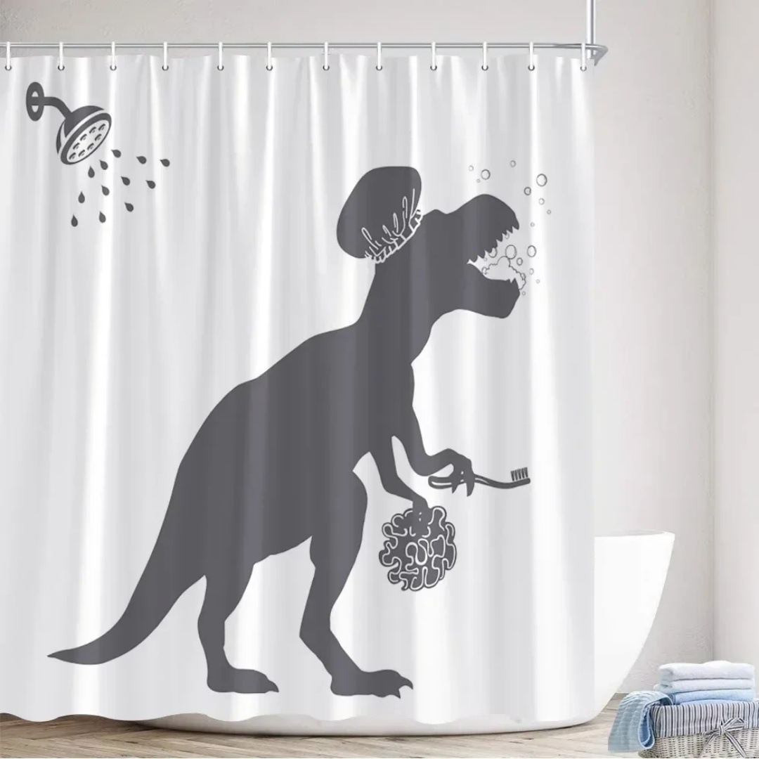 YL-37762 Shower curtain with funny cat design, waterproof digital print, bathroom moisture-proof partition curtain.