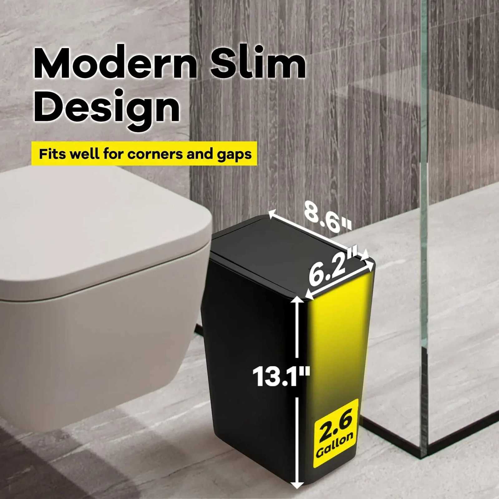 Bathroom Trash Can-10L Small Garbage Can with Press Top Lid for ToiletBedroomLiving Room Plastic Wastebasket with Pop-up Lid C2511203