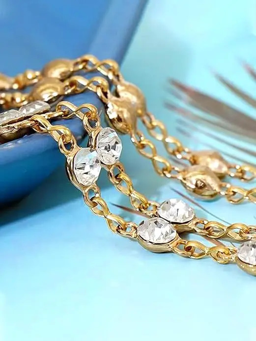 Adjustable Rhinestone Waist Chain - Crystal Embossed Metal Strap - Womens Accessories - Decorative Laminated Jewelry Strap 250418