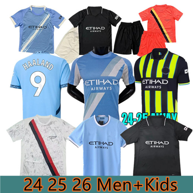 24 25 26 HAALAND soccer jerseys DE BRUYNE KOVACIC FODEN 2025 2026 MAN City RODRIGO Manchestes Marmoush Nico Gonzalez fans Player version football shirt mens kids kit