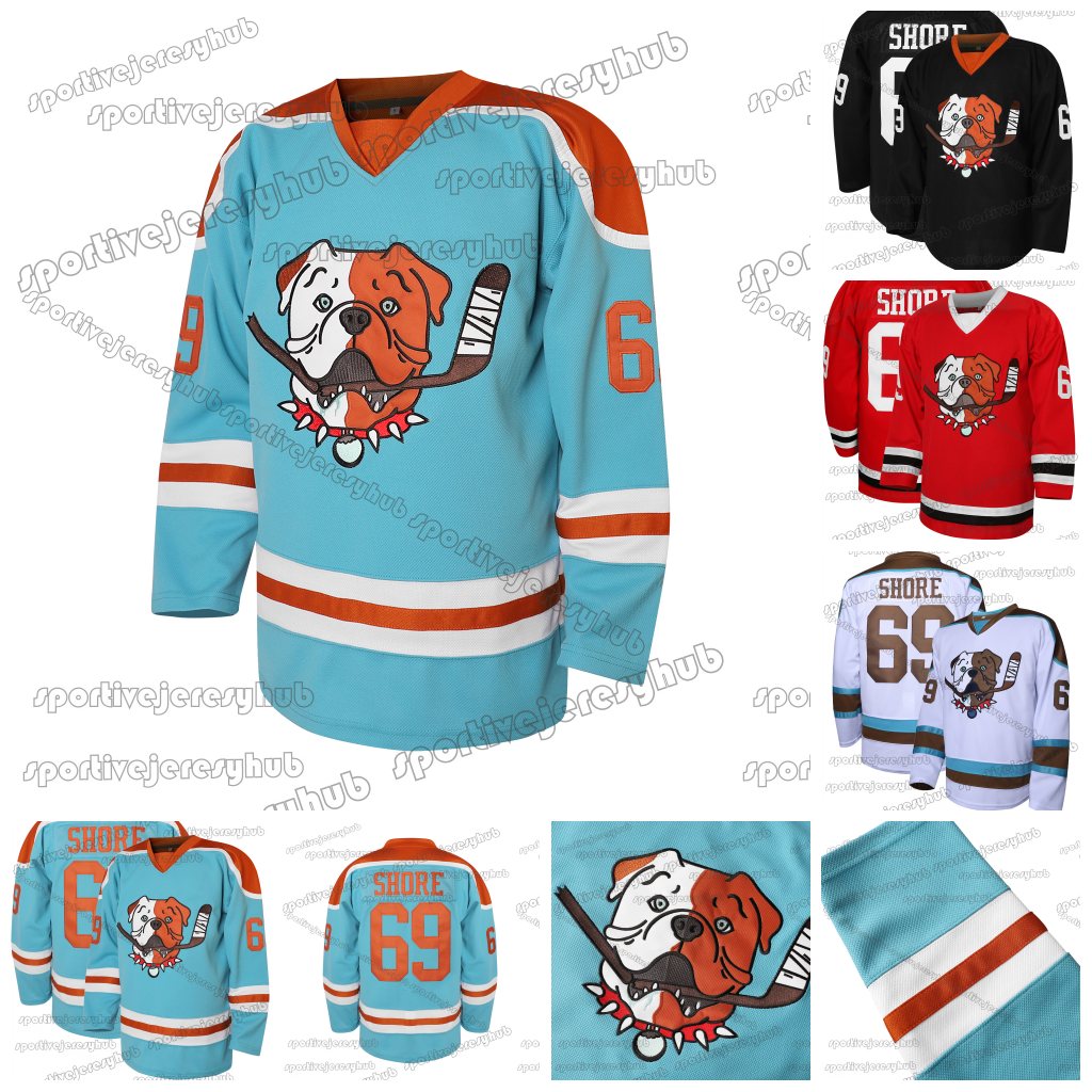 Shoresy Shore 69 Sudbury Blueberry Hockey Jersey Blue White Black Red Colors Sweater Relaxed Fit Double-Reinforced Stitching Fan Collection Casual Wea