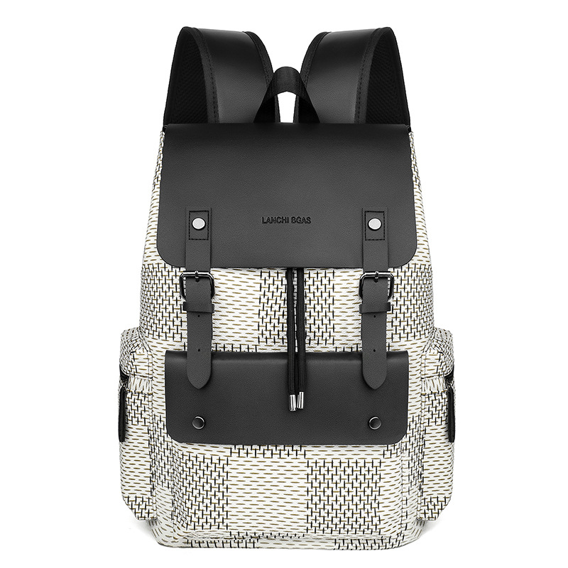 Business New Men'S Plaid Backpack Fashion Simple Old Money Wind Travel Backpack Receive Letter Leisure Backpack 2025s hot