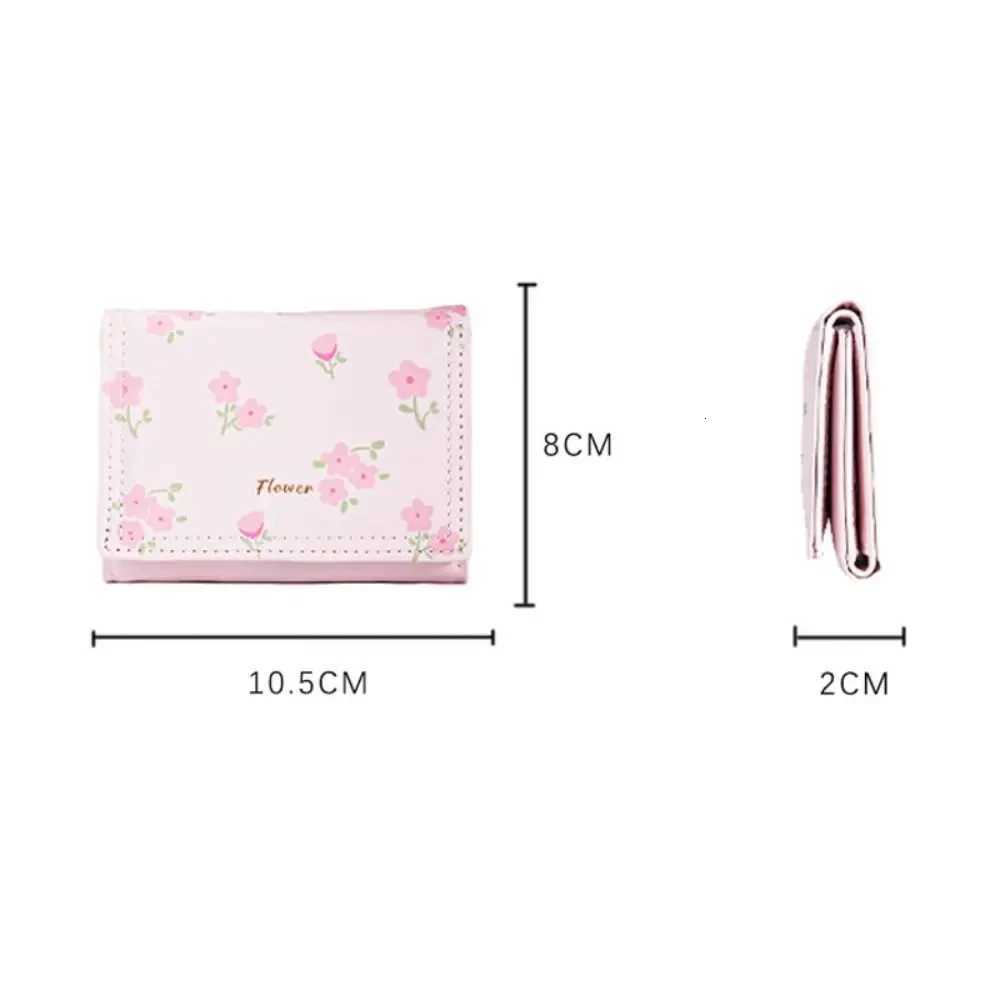 Women Fashion Flowers Short Wallet PU Leather Mini Coin Purse Tri-fold Portable Girls Card Holder INS Clutch BagW251120