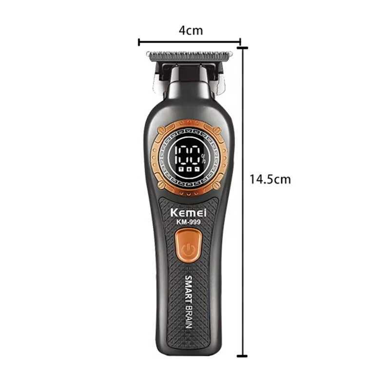 Kemei KM-999 Hair Clipper for Men DLC T-Blade Zero Gapped LED Display Cordless USB Professional Hair Trimmer Finishing MachineT251120
