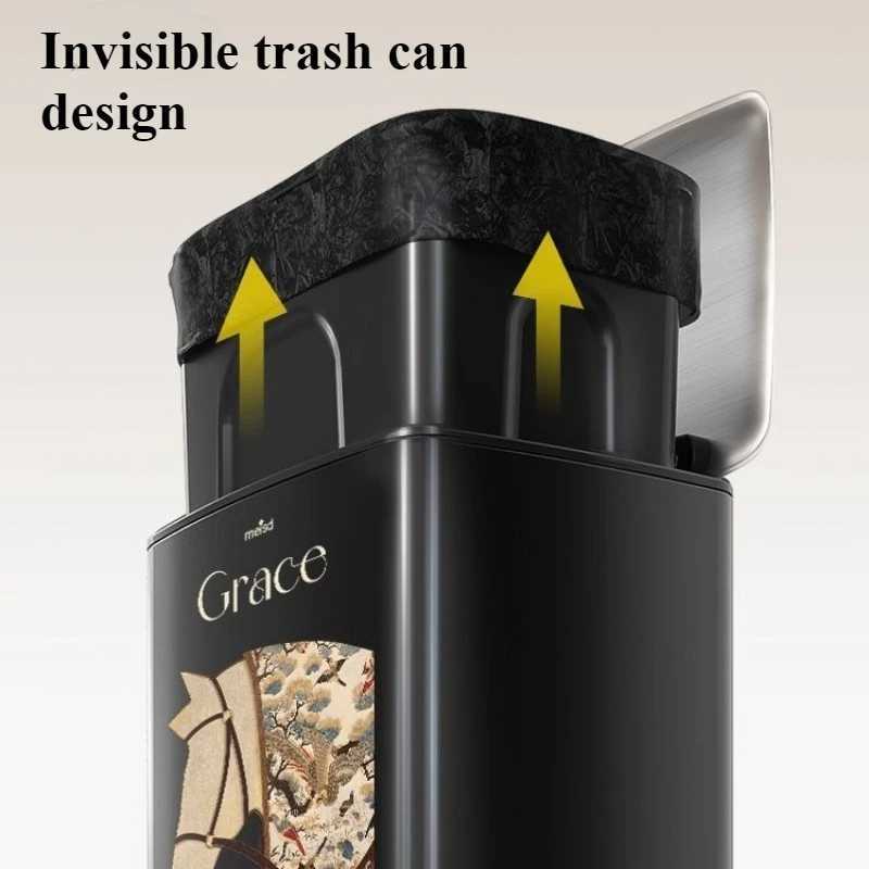 luxery Stainless Steel Waste Bins Foot Pedal Trash Cans Kitchen Modern Litter Bin Living Room Large Capacity Garbage Can with Lid C251120