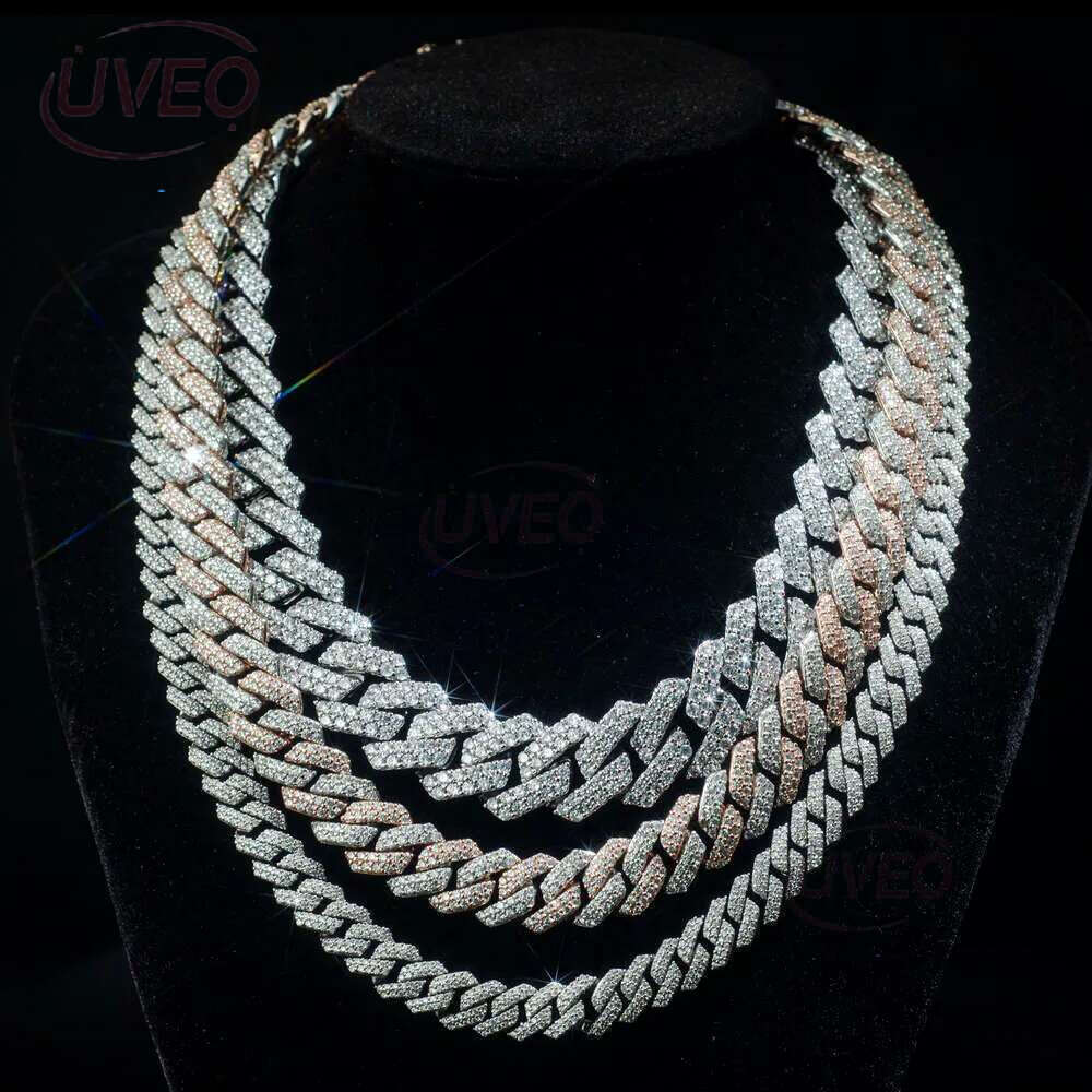 Custom Iced Out Sterg Pendant Moissanite Dia Designer Fashion Necklaces Sier Miami Cuban Chain GRA 14mm 2 Rows Gold Hip Hop Necklace Jewelry for Men