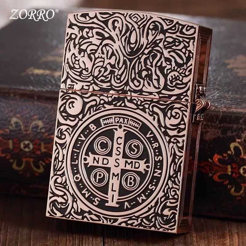 ZORRO Personality Constantine Extra Large Copper Kerosene Lighter Heavy Armor Extra Large Lighters Smoking Accessories GadgetsC250419