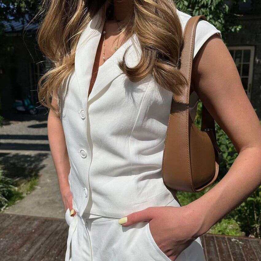 hoodie Women's Wear Cotton Summer Casual Cotton And Linen Vest Single Breasted Vest+Pants Set jacket