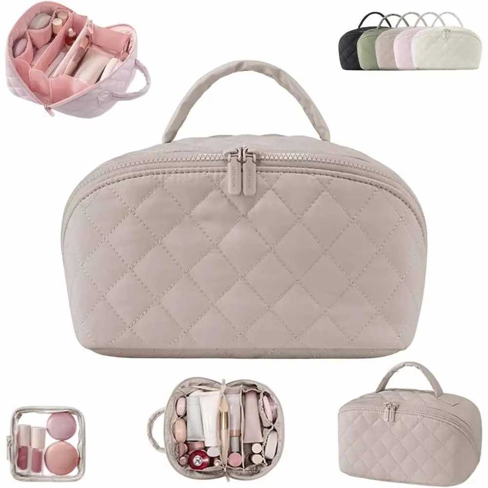 Gifts Wide Open Woman Makeup Bag Lay-Flat Water-Resistant Festivalment Makeup Bags Cosmetic Case for Toiletries BrushesT251120