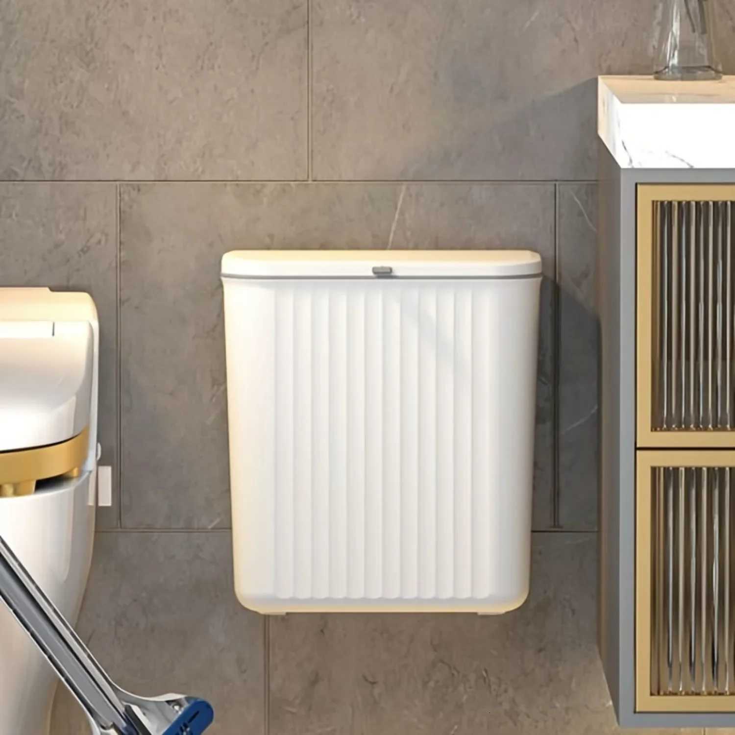 Wall Mounted Trash Can Household Rubbish Bin Bathroom Hanging Wastebasket C251120