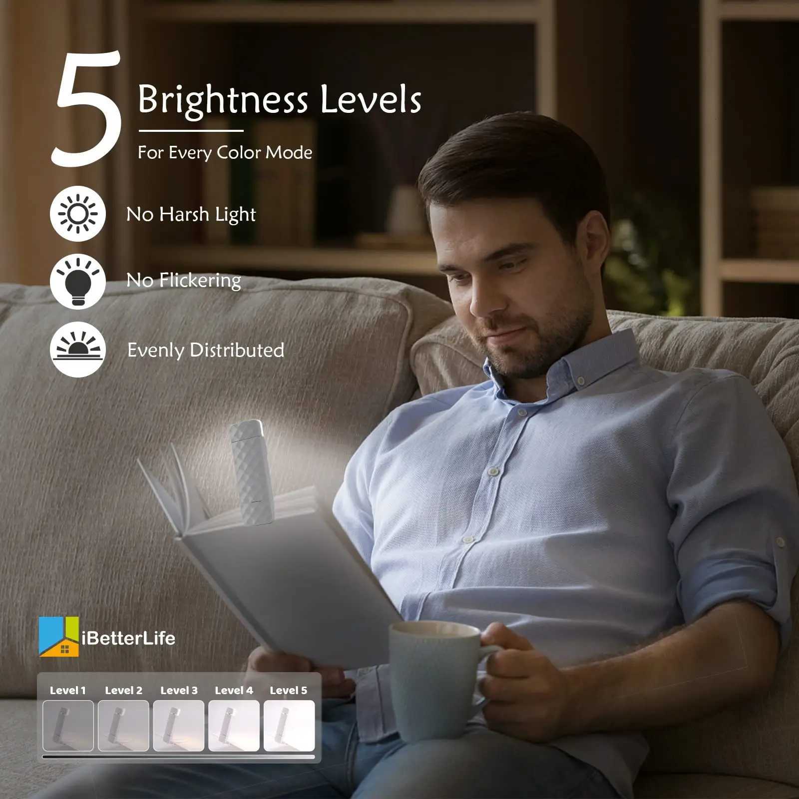 New model book holder lamp USB rechargeable portable fixed reading lamp 3 colors and 5 brightness levels M251120