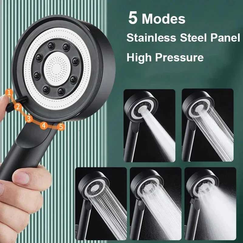 Shower Head High Pressure 5 Modes Water Saving Nozzle Powerful Pressurized Bathroom High-pressure Water Gun Booster Shower HeadM251120