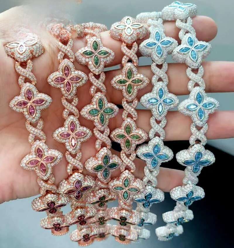 Best Selg Hip Hop Rapper Clover Bracelets Sterg Sier VVS Moissanite Infinity Cuban k Bracelet Fine Jewelry