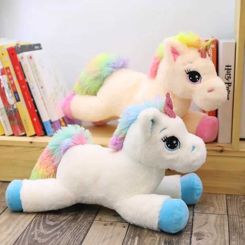 40cm 60cm 80cm Rainbow Unicorn Plush Toys Kawaii Kids Toys Stuffed Cartoon Animal Baby Doll Children Christmas Birthday Gift G251120