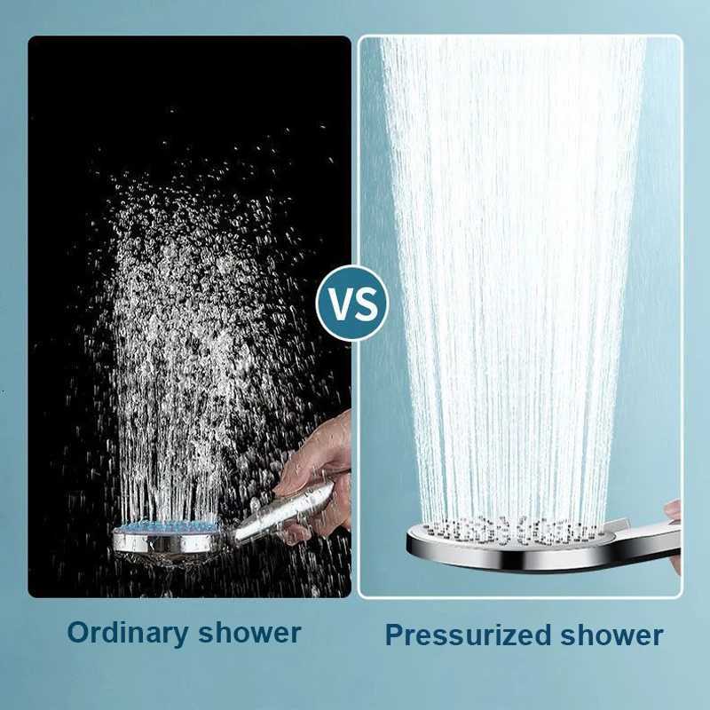 New 5 Modes Shower Head High Pressure Big Panel Large Flow Silver Black Showers Massage Handheld Showerhead Bathroom AccessoriesM251120