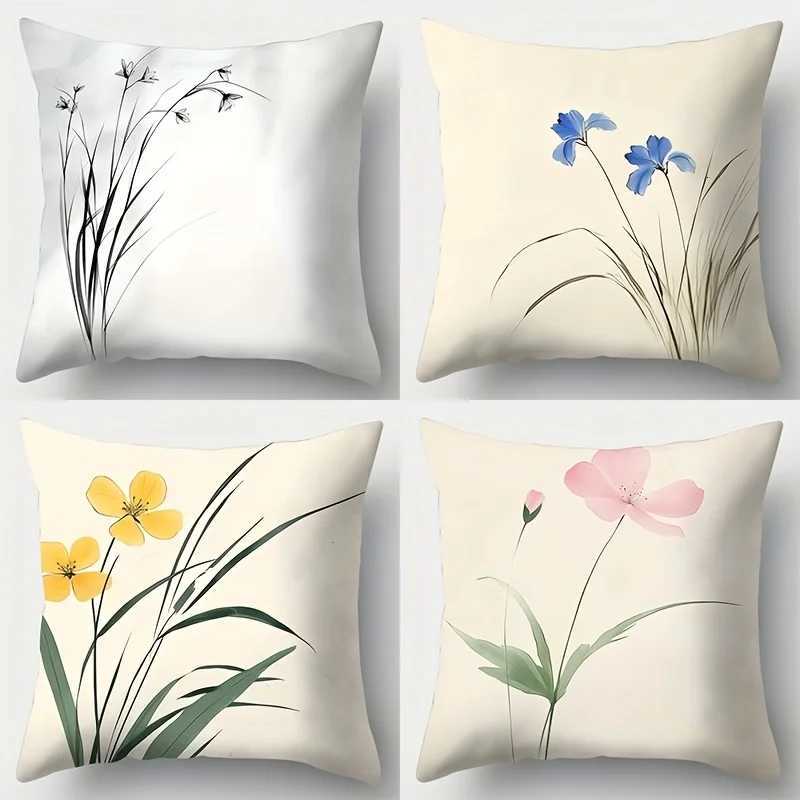 Pillow Case 4pcs set sofa cover modern minimst and elegant blue floral case 177 inches 177 inches single-sided print C251120
