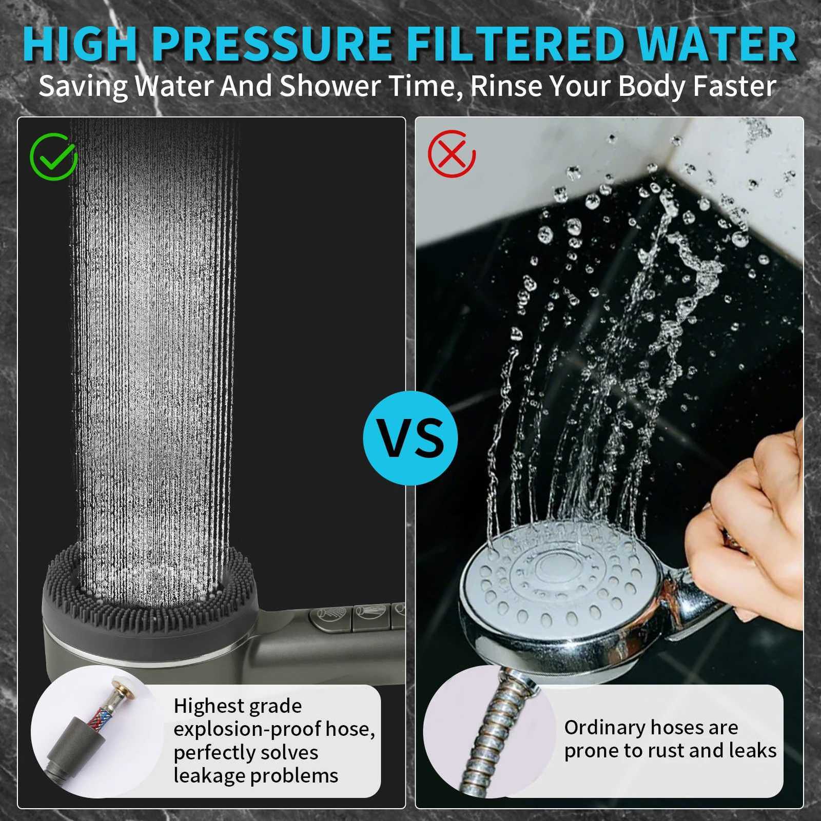 4 Modes Hard Water Filter Shower Head 15 Layers Filtration Water Saving High Pressure Shower Heads15m Hose with Pause SwitchM251120