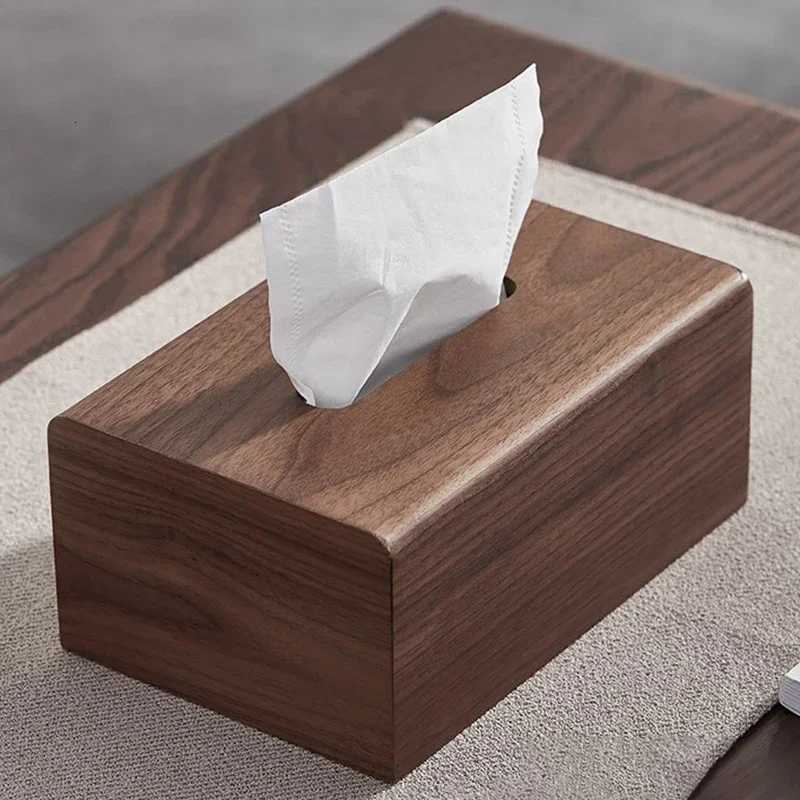 Walnut Wood Tissue Box Holder Cover Designer Tissue Storage Boxes Luxury Wooden Napkin Box Modern Rectangular Napkins Case Home C251120