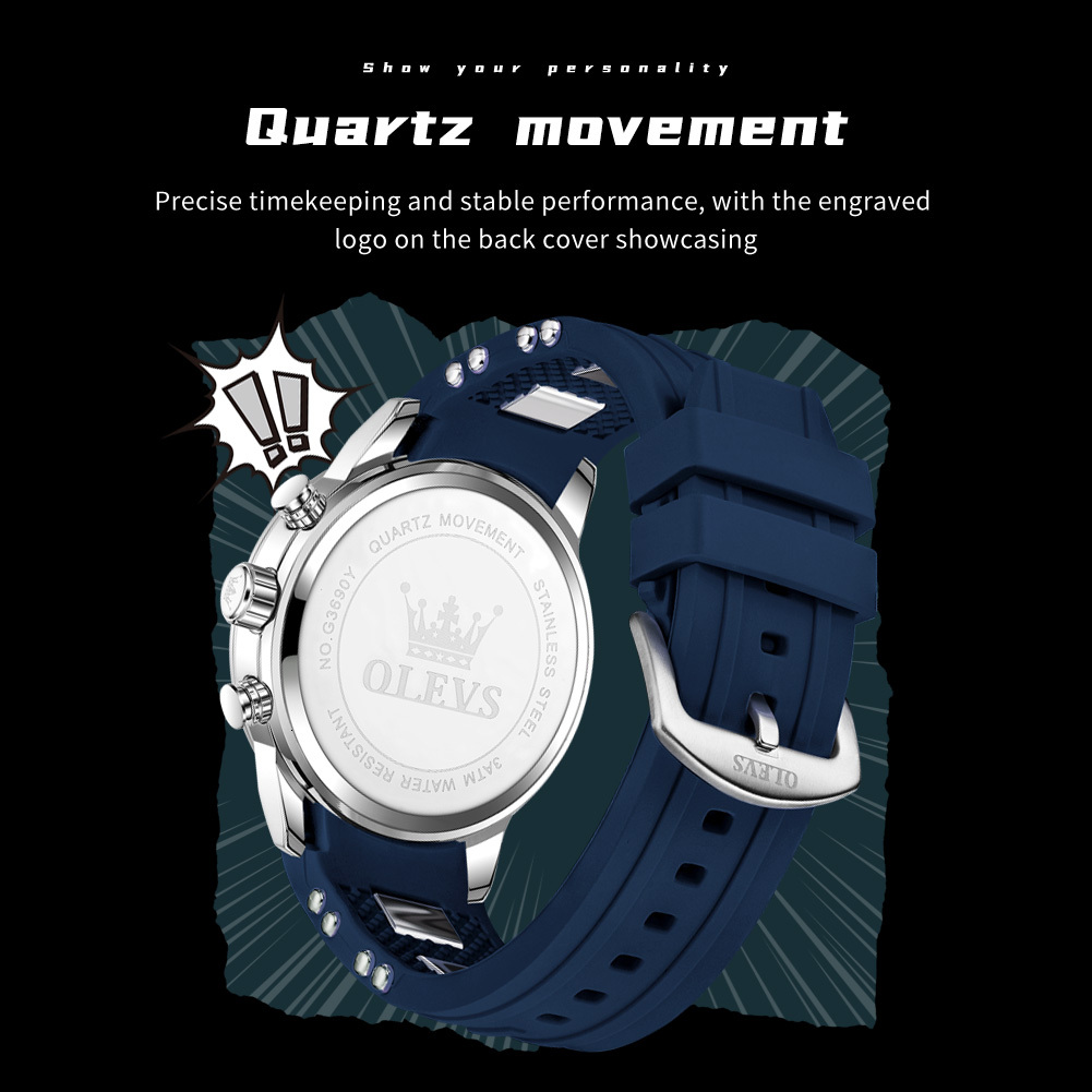 OLEVS Men's Elegant Multi-functional Waterproof Quartz Watch Men's Wristwatch Men's Wristwatch Watches Men Designer Watch Free Delivery