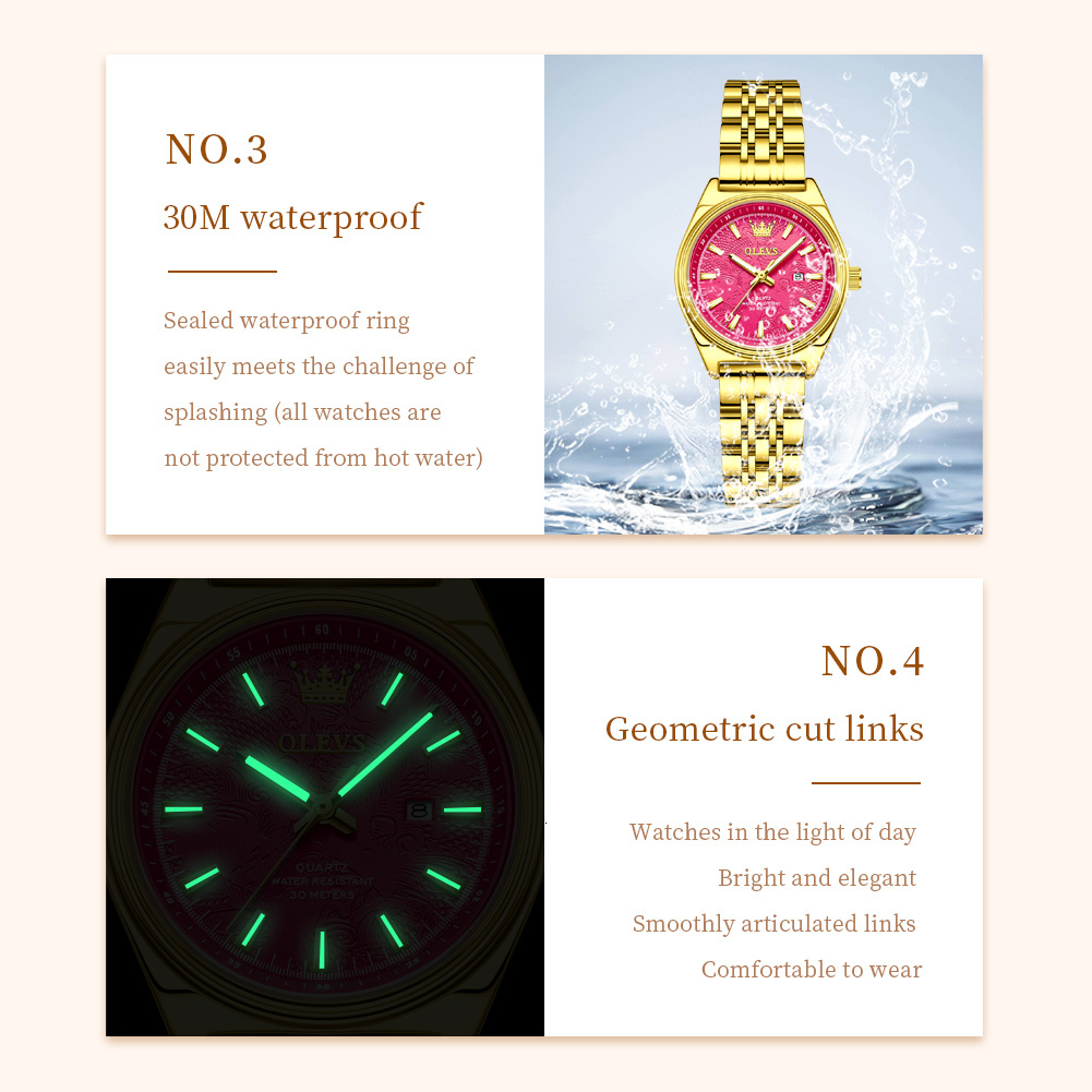 OLEVS Designer Ladies' Elegant And Fashionable Calendar Outdoor Casual Sexy Waterproof Quartz Women's Watch Luxury Watch Free Delivery Whole