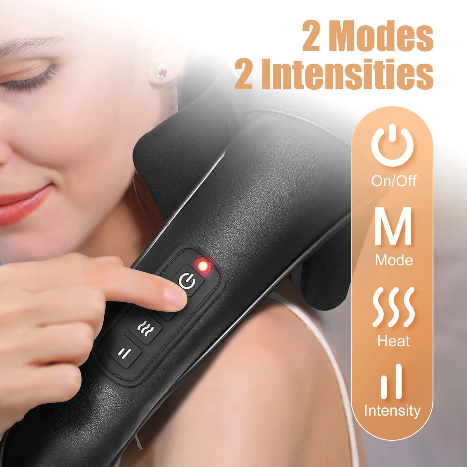 Masgre Shiatsu Back Neck Massager Cordless Shoulder Massager with Heat Electric Deep Tissue 3D Kneading Massage Pillow 251118