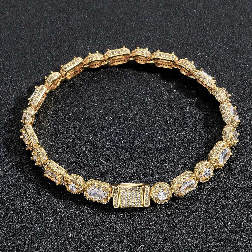 Luxury designer 8mm rock candy chain necklace, T-shaped ice out VVS Moissamite, hip hop necklace bracelet for men and women Free delivery
