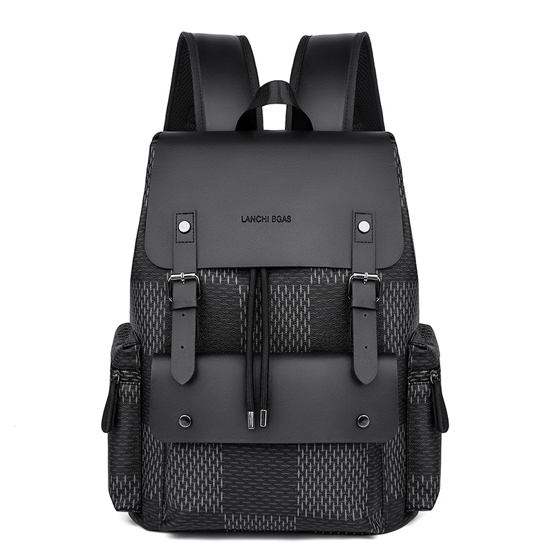 Business New Men'S Plaid Backpack Fashion Simple Old Money Wind Travel Backpack Receive Letter Leisure Backpack 2025s hot