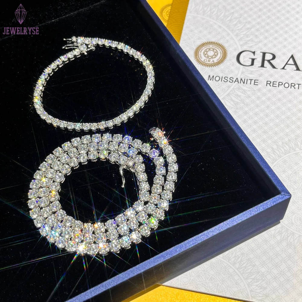 moissanite bracelet necklace tennis chain Hip Hop necklace fashion Jewelry Pass Diamond Tester 4mm -5mm vvs moissanite iced out cuban chain for men wo