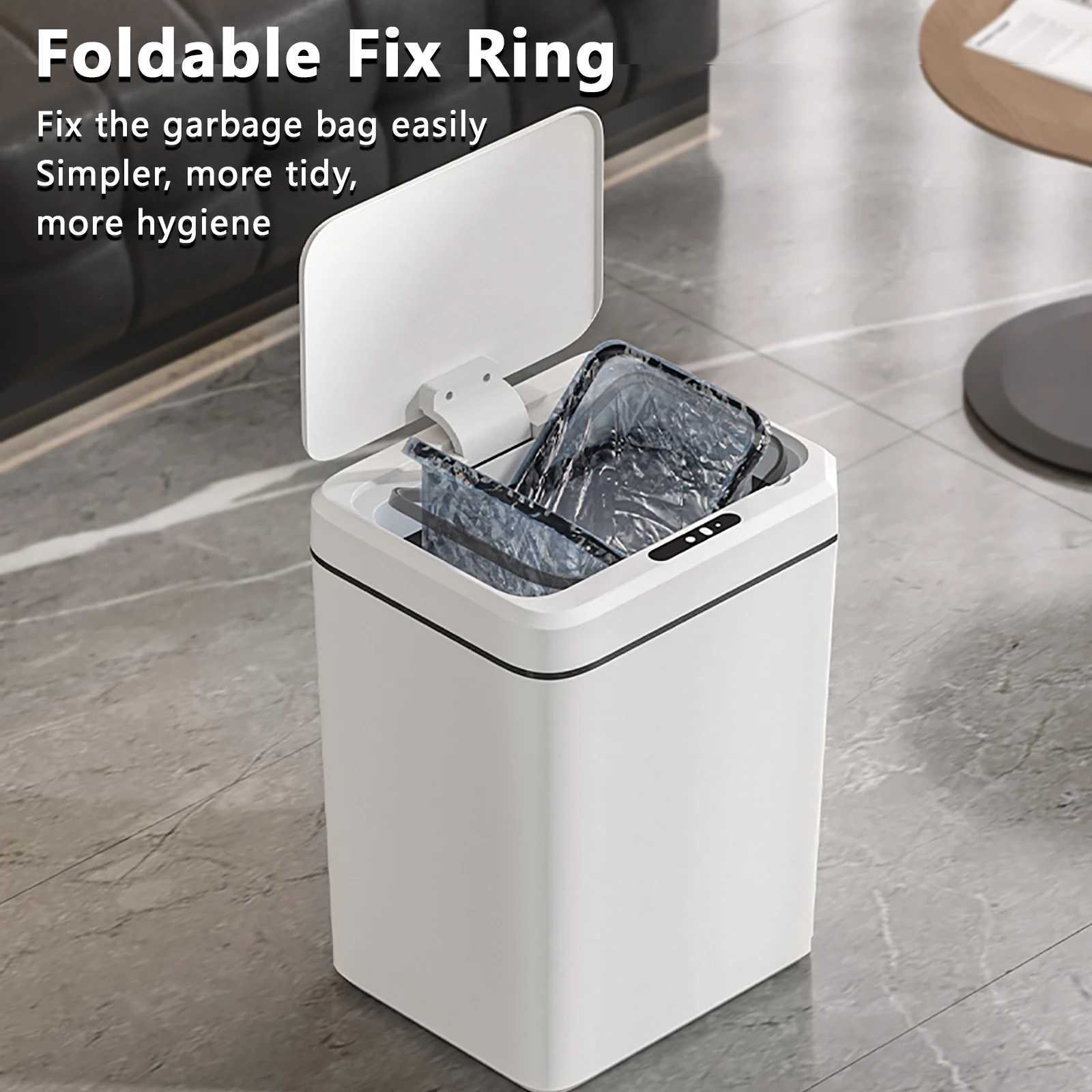 House Smart Sensor Trash Can Intelligent Touchless Trash Can Quiet Auto Motion Sensor Waste Bin for Kitchen Bathroom C251120