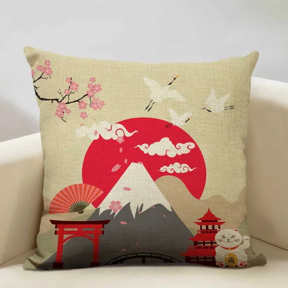 Pillow Case Japan Mount Fuji Ukiyo-e Retro Cushion Cover Sofa case Home Decor Throw Case 45x45cm C251120