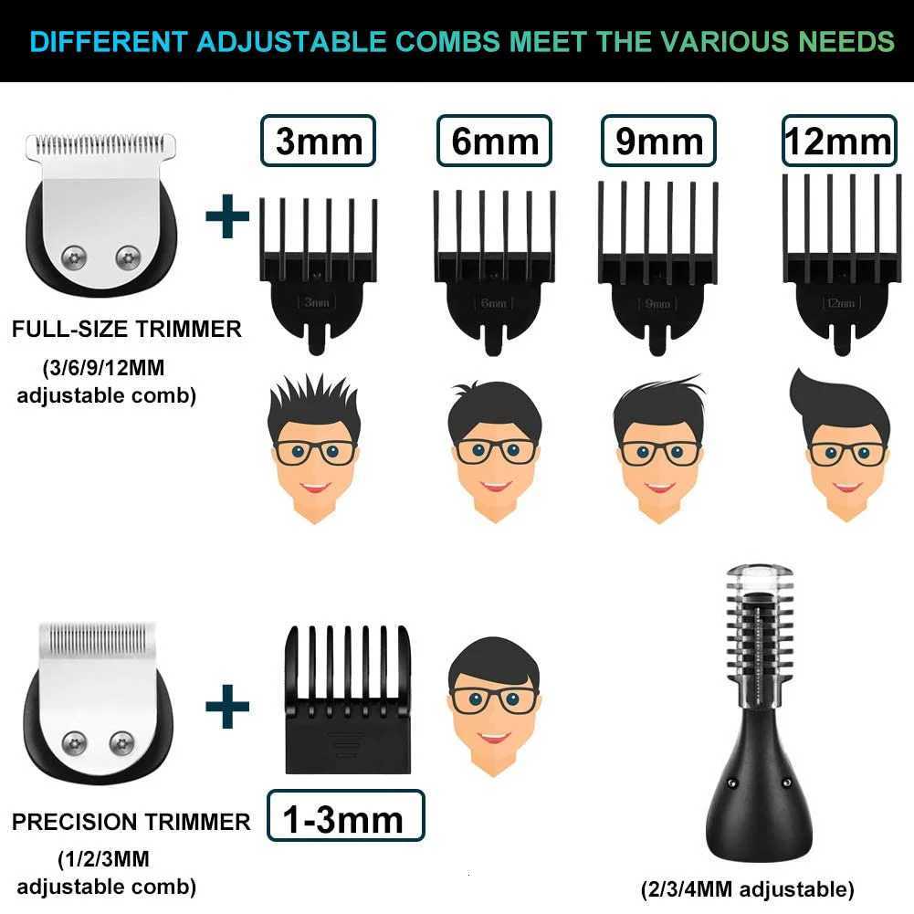 6-in-1 Hair Beard Trimmer Facial Body Groomer Hair Clipper Electric Shaver Nose Wet / Dry Trimmer Mustache for MenT251120