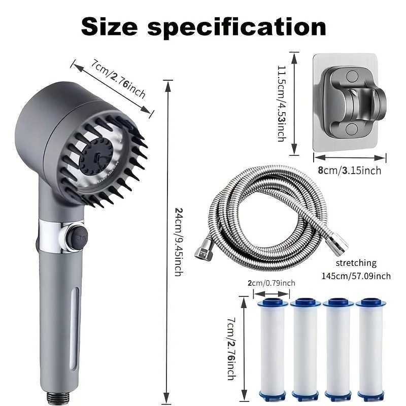 2025 new ion drop shower head with handheld filter shower turbocharger with multiple spray modes built-in filter on/off switchM251120