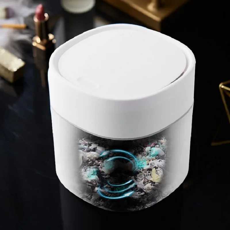 2L Mini Desktop Bin Universal Car Interior Storage Case with Cover Home Desk Clean Workspace Garbage Box Pressing Trash Can C251120